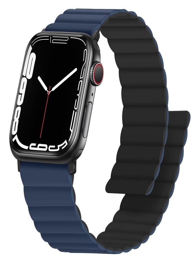 Anlinser Magnetic Bands Compatible with Apple Watch Band 49/46/45 44/42/41/40/38mm, Women Men Double Side Reversible Strap for iWatch Ultra 3-1 Series 11/10/9/8/7-1 SE(49/46/45/44/42,Dark Blue/Black) - Image 1